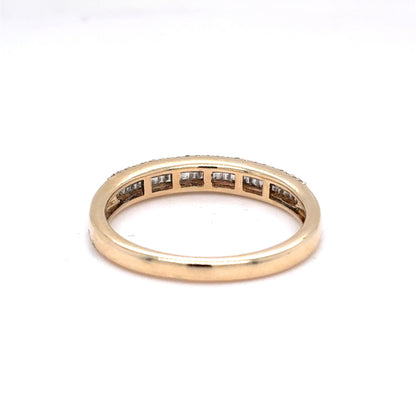 10K Yellow Gold Three-Row Diamond Band | Baguette & Single Cut 0.24 TCW, I-J I1, Size 7