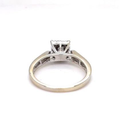 14K White Gold Princess-Cut Diamond Halo Engagement Ring | Princess & Round 0.33 TCW, H I1, Size 6