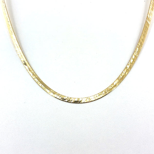 14K Yellow Gold Herringbone Necklace | 18 Inches, 4.5mm, 13.1 grams