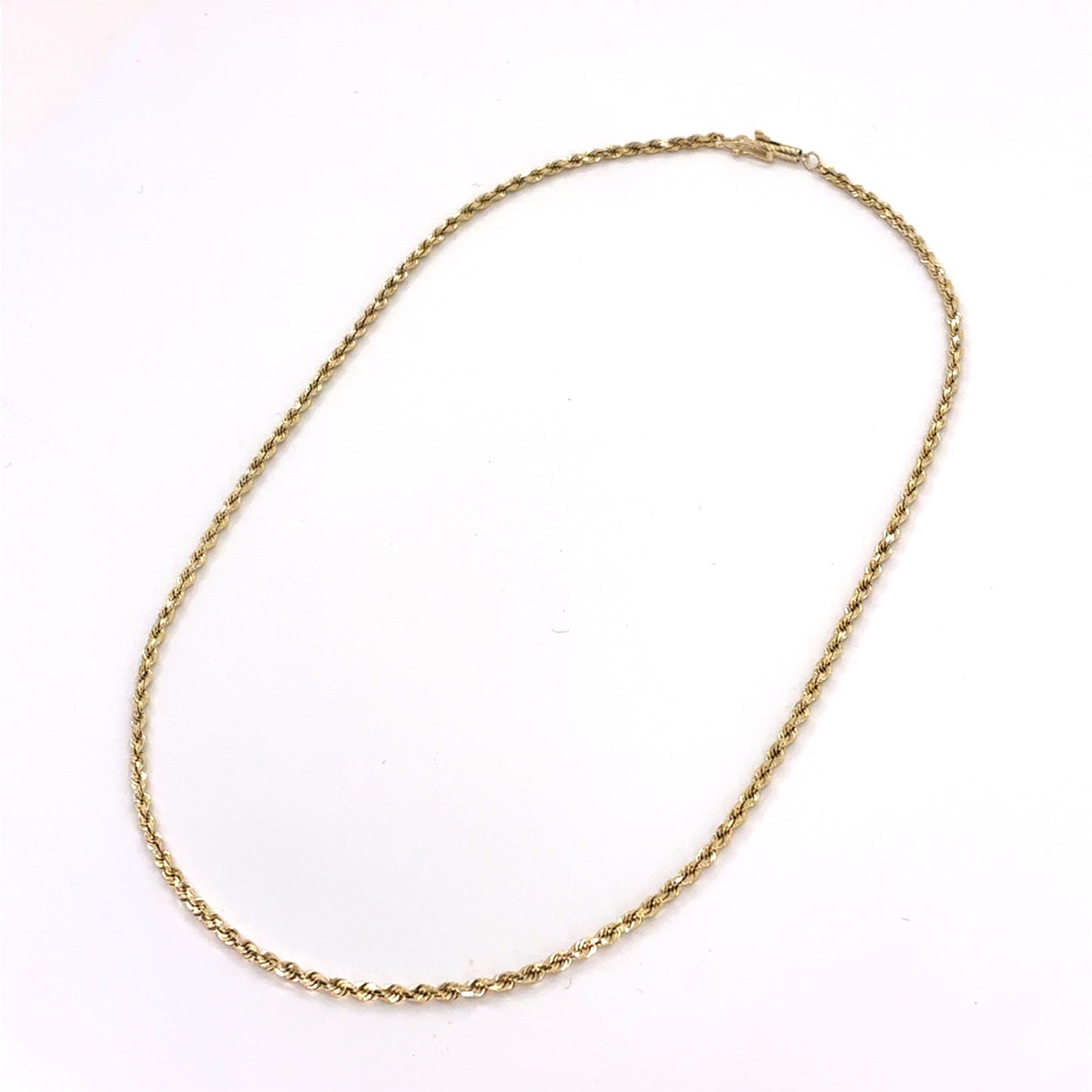 14K Yellow Gold Solid Rope Necklace | 16 Inches, 2.1mm, 7.8 grams