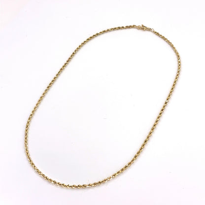 14K Yellow Gold Solid Rope Necklace | 16 Inches, 2.1mm, 7.8 grams