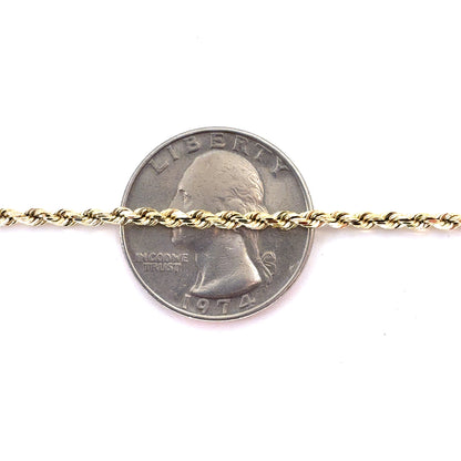 14K Yellow Gold Solid Rope Necklace | 16 Inches, 2.1mm, 7.8 grams