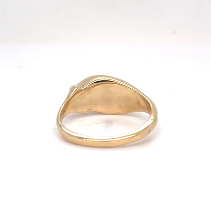 10K Yellow Gold Vintage Light Green Cabochon Ring | Synthetic Star Sapphire 0.88 CT, Size 6