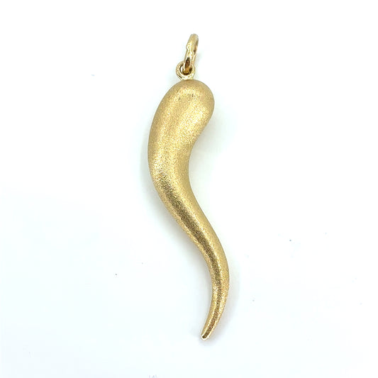 14K Gold Horn Pendant | Hollow Satin Finish