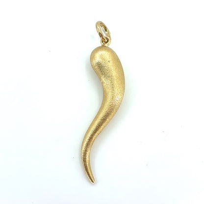 14K Gold Horn Pendant | Hollow Satin Finish