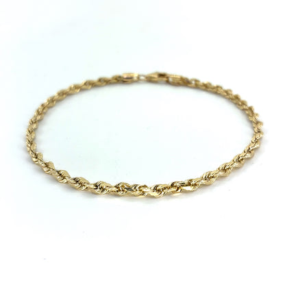 14K Solid Rope Bracelet | 7.75 Inches 2.4mm