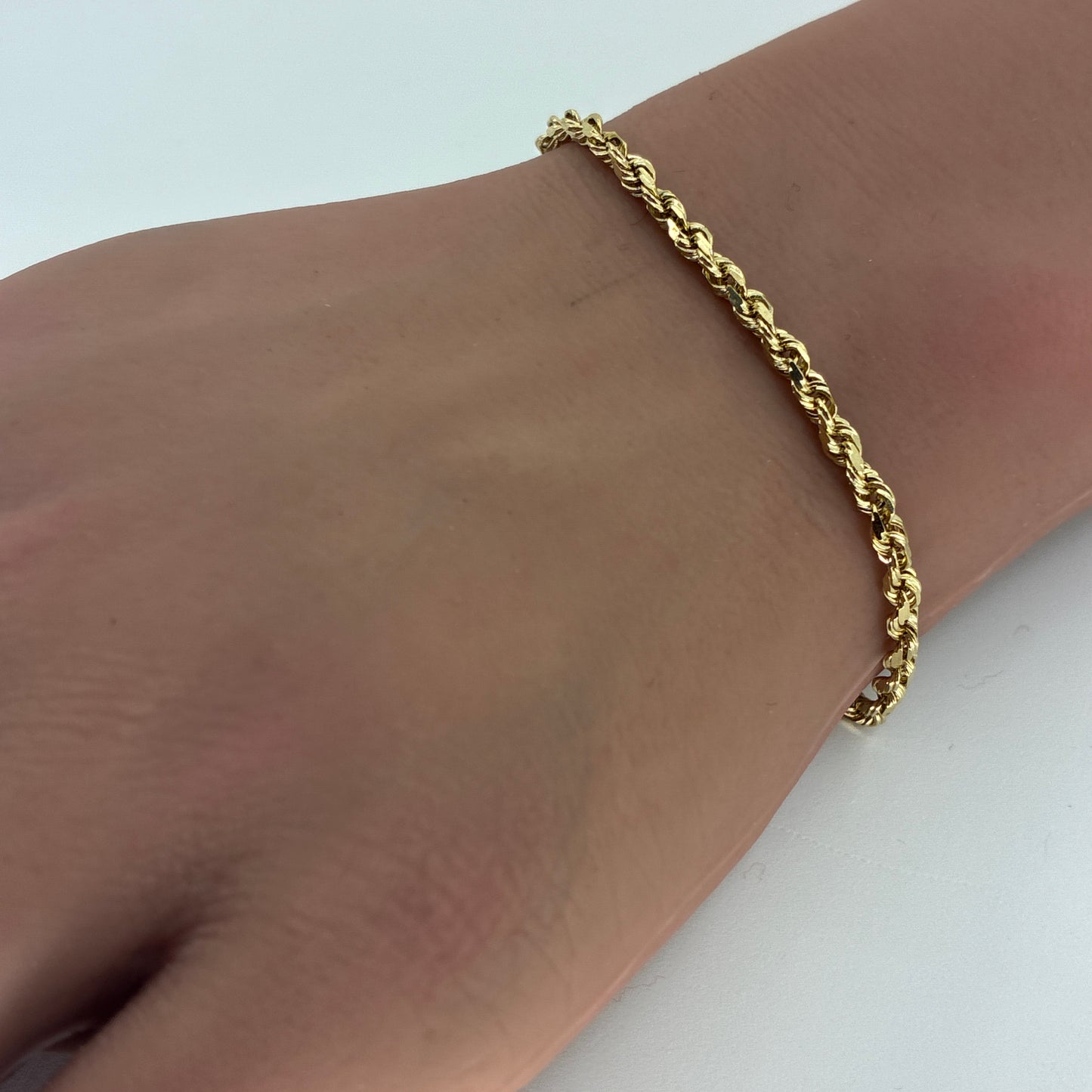 14K Solid Rope Bracelet | 7.75 Inches 2.4mm