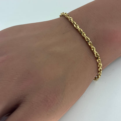 14K Solid Rope Bracelet | 7.75 Inches 2.4mm