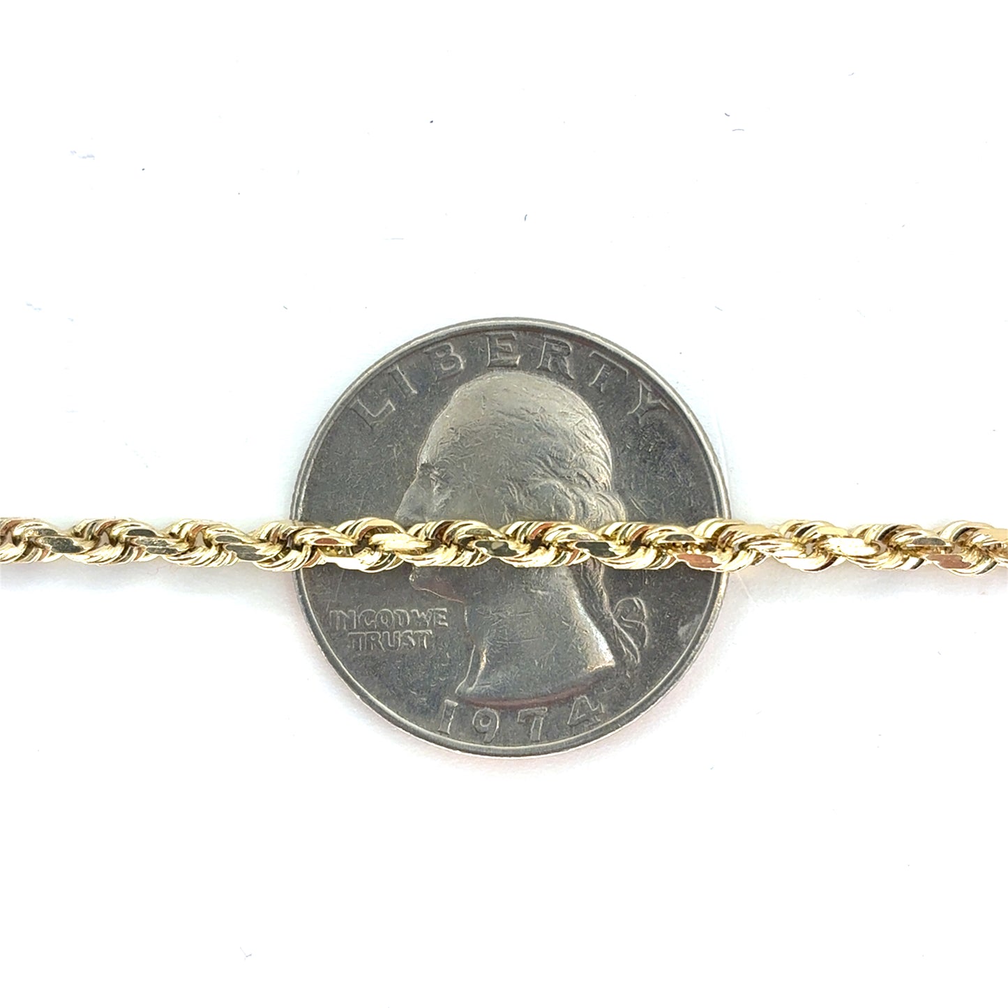 14K Solid Rope Bracelet | 7.75 Inches 2.4mm