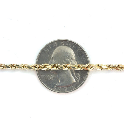14K Solid Rope Bracelet | 7.75 Inches 2.4mm