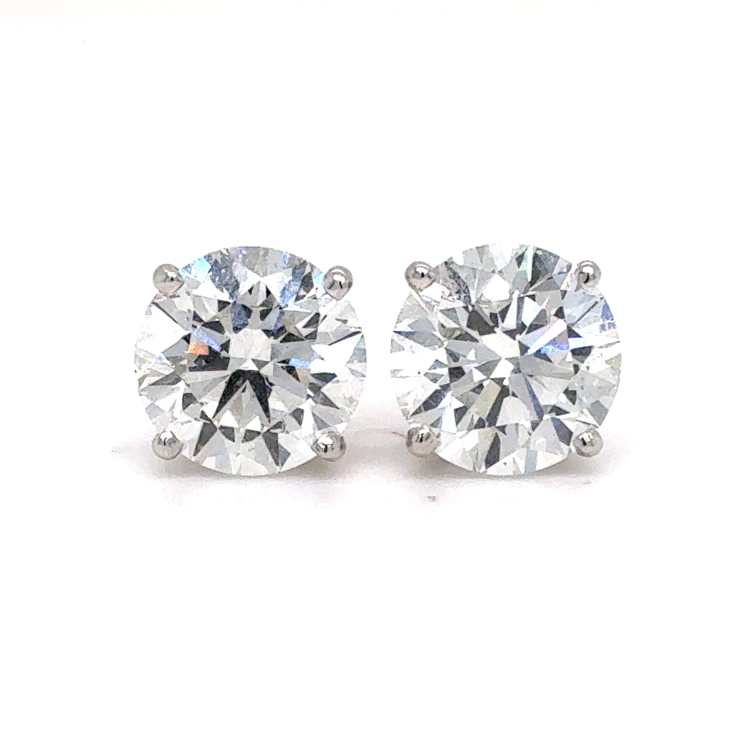 14K White Gold IGI Certified Lab Grown Diamond Four-Prong Solitaire Studs Earrings - 4 ctw