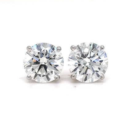 14K White Gold IGI Certified Lab Grown Diamond Four-Prong Solitaire Studs Earrings - 4 ctw