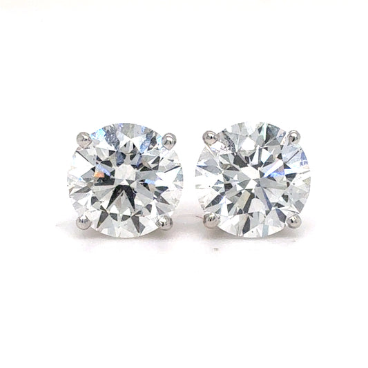 14K White Gold IGI Certified Lab Grown Diamond Four-Prong Solitaire Studs Earrings - 4 ctw