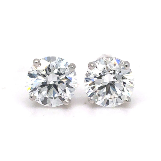 14K White Gold IGI Certified Lab Grown Diamond Four-Prong Solitaire Studs Earrings - 2 ctw