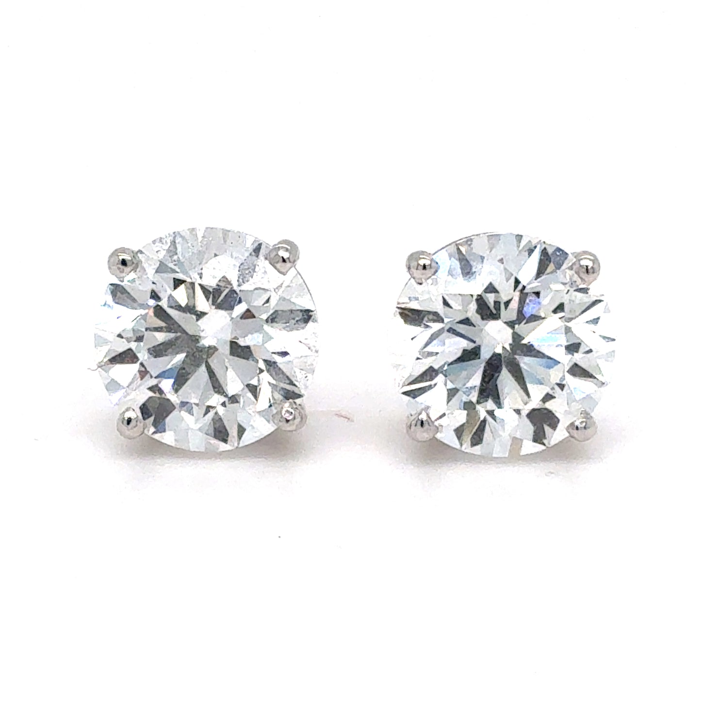 3 Carat Lab Diamond Stud Earrings in 14K White Gold – IGI Certified, Four-Prong Solitaire