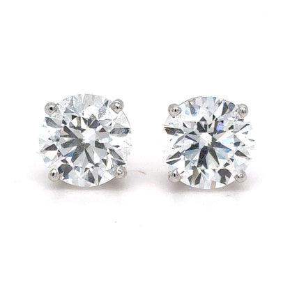 3 Carat Lab Diamond Stud Earrings in 14K White Gold – IGI Certified, Four-Prong Solitaire