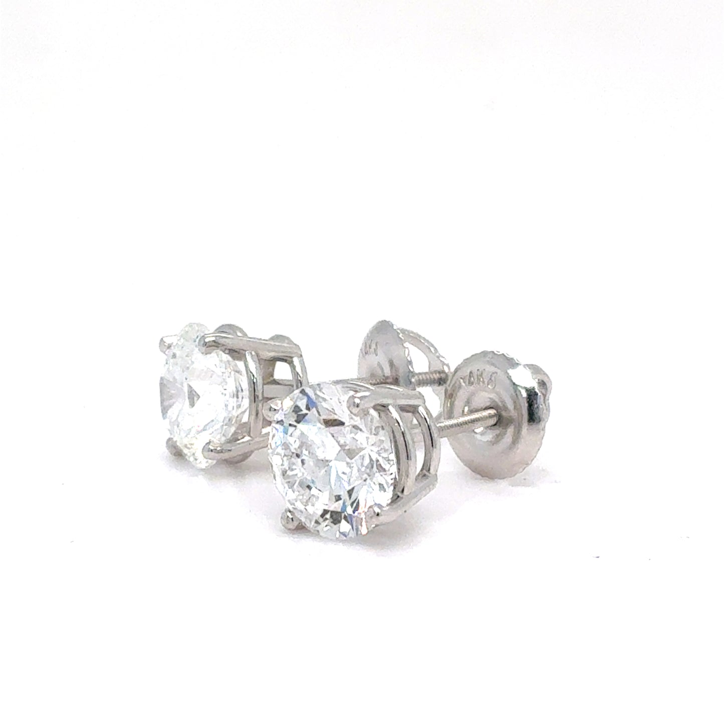 3 Carat Lab Diamond Stud Earrings in 14K White Gold – IGI Certified, Four-Prong Solitaire