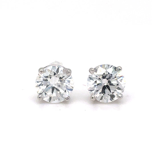 14K White Gold IGI Certified Lab Grown Diamond Four-Prong Solitaire Studs Earrings - 1.5 ctw