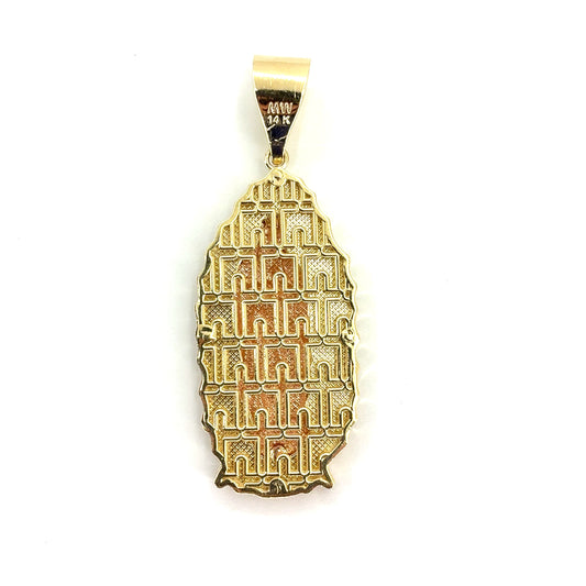14K Two Tone Gold Large Virgin Mary Pendant | 12.10 grams