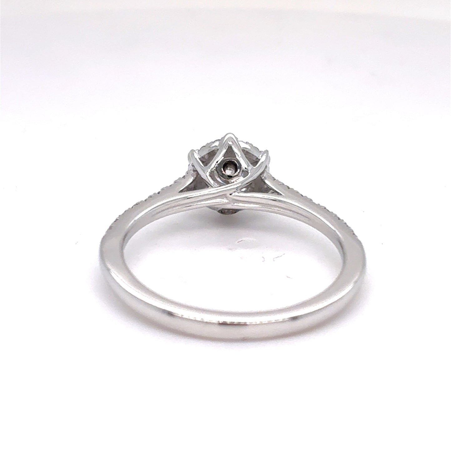 14K White Gold Natural Diamond Halo Engagement Ring | Round Brilliant 0.62 TCW, H SI2, Size 7