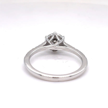 14K White Gold Natural Diamond Halo Engagement Ring | Round Brilliant 0.62 TCW, H SI2, Size 7