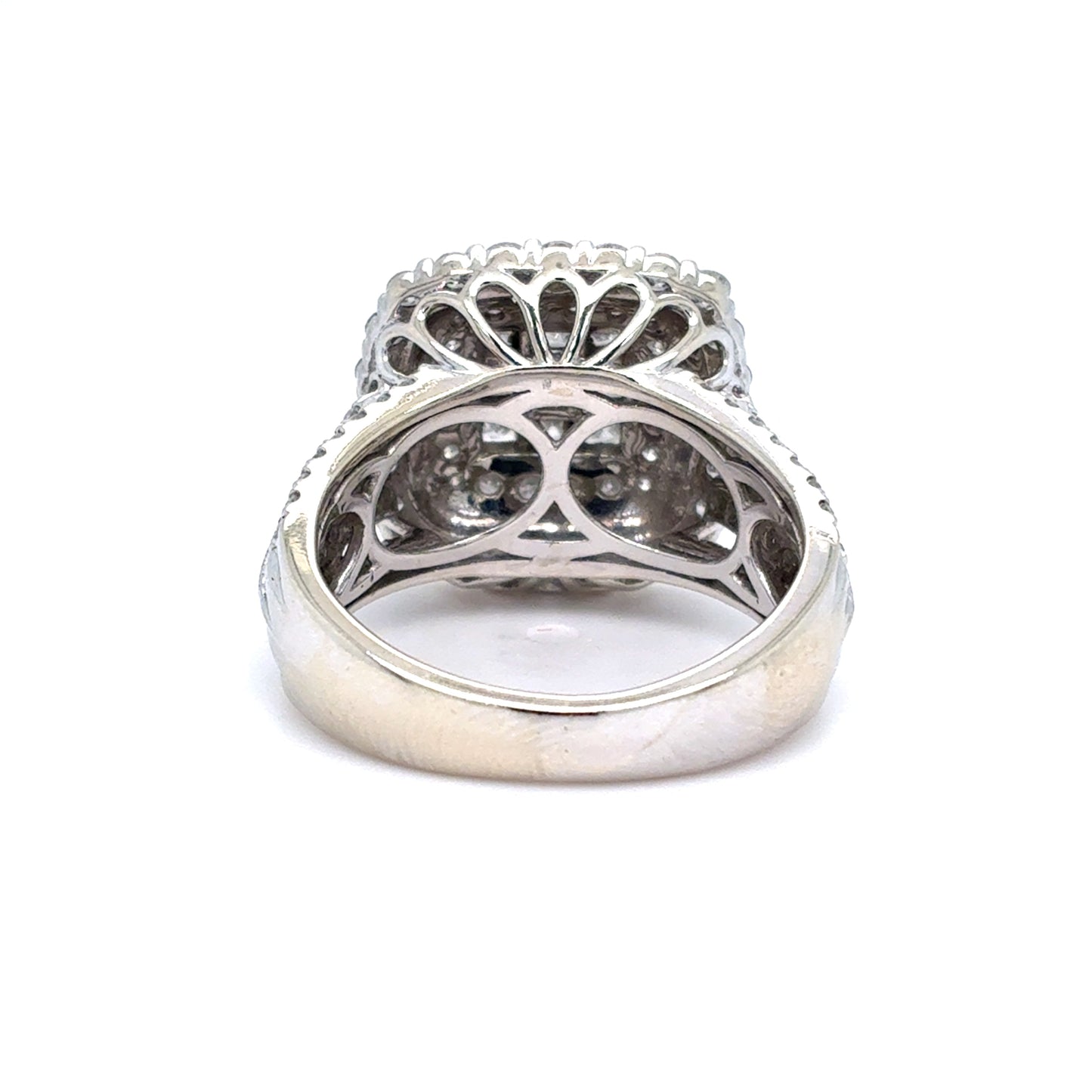 10K White Gold Natural Diamond Cluster Halo Ring | Princess & Round 1.97 TCW, H-I SI1-I1, Size 6