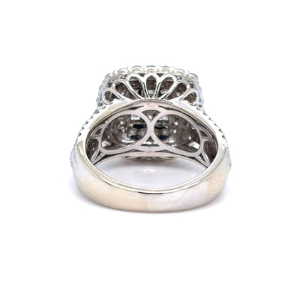 10K White Gold Natural Diamond Cluster Halo Ring | Princess & Round 1.97 TCW, H-I SI1-I1, Size 6