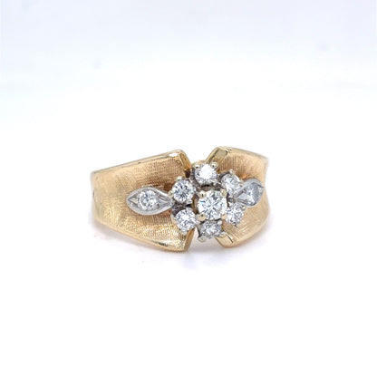 14K Two-Tone Gold Natural Diamond Cluster Ring | Round Brilliant 0.43 TCW, H VS1, Size 6.5