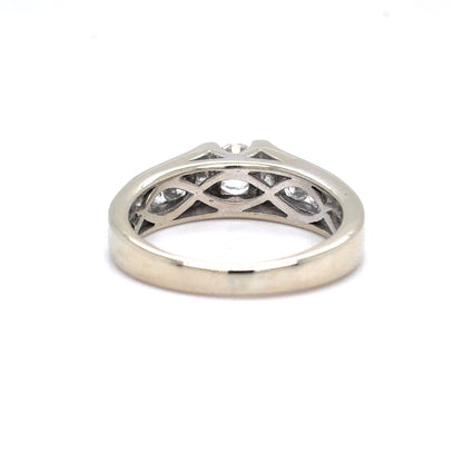 14K White Gold Natural Diamond Engagement Ring with Channel-Set Accents | Round Brilliant 0.97 TCW, G SI2, Size 6.75