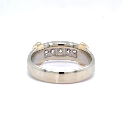 14K Two-Tone Gold Mens Five Diamond Band | Round Brilliant 0.45 TCW, J I1-SI1, Size 10