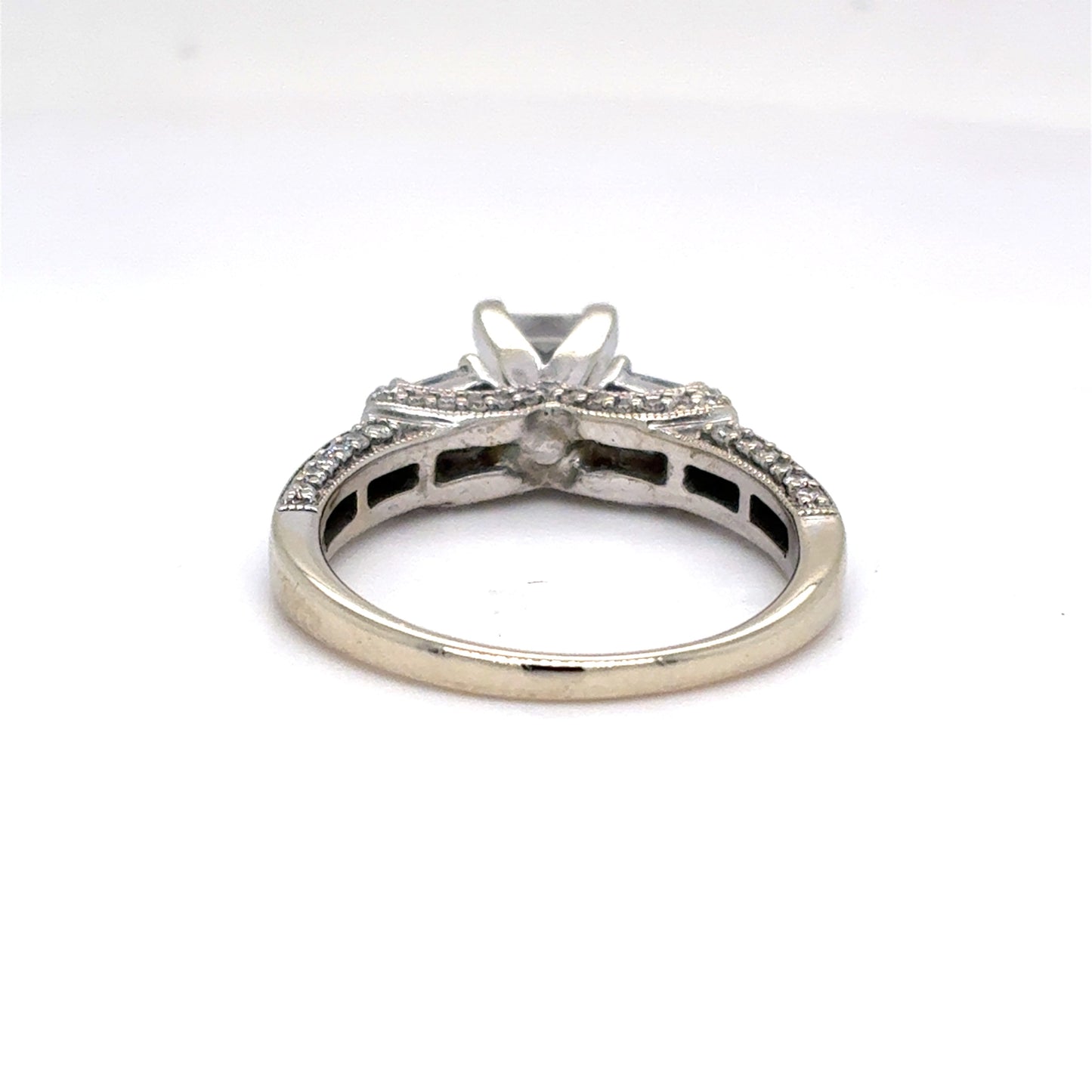 14K White Gold Natural Diamond Princess Cut Three-Stone Engagement Ring | Princess & Round 1.92 TCW, G SI1-I1, Size 7