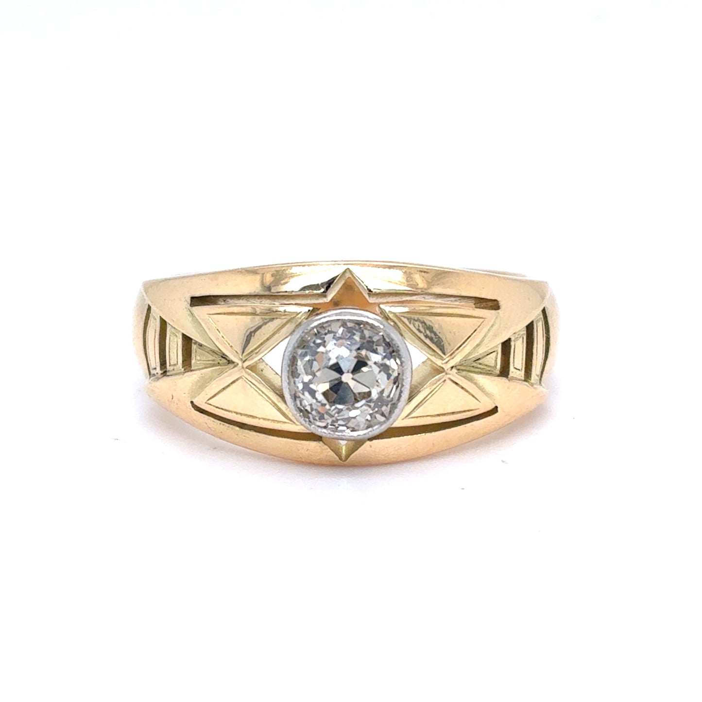 14K Yellow Gold Retro Old European Cut Diamond Solitaire Ring | 0.95 CT, L SI1, Size 8.5