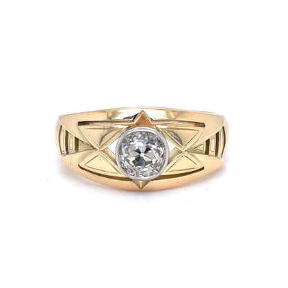 14K Yellow Gold Retro Old European Cut Diamond Solitaire Ring | 0.95 CT, L SI1, Size 8.5