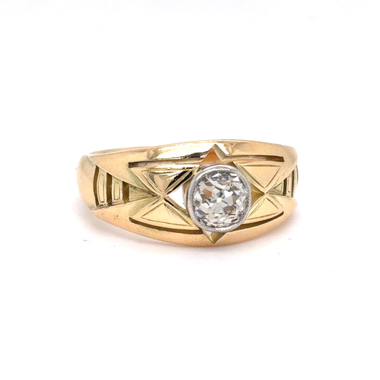 14K Yellow Gold Retro Old European Cut Diamond Solitaire Ring | 0.95 CT, L SI1, Size 8.5