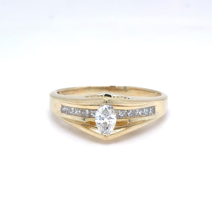 14K Yellow Gold Natural Diamond Contemporary Ring | Marquise & Princess 0.35 TCW, G-H SI1-SI2, Size 8.25