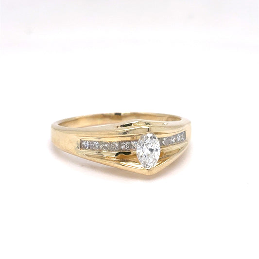 14K Yellow Gold Natural Diamond Contemporary Ring | Marquise & Princess 0.35 TCW, G-H SI1-SI2, Size 8.25