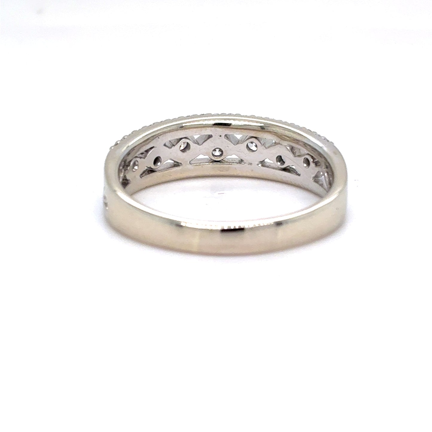 14K White Gold Natural Diamond Multi-Row Wave Band Ring | Round Brilliant 0.51 TCW, G VS2, Size 8.5