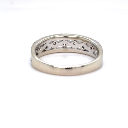 14K White Gold Natural Diamond Multi-Row Wave Band Ring | Round Brilliant 0.51 TCW, G VS2, Size 8.5