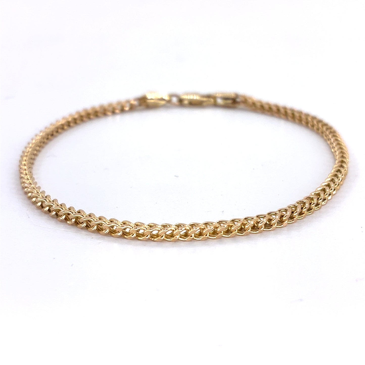 14K Yellow gold hollow Franco Bracelet | 7.25 Inches, 2mm