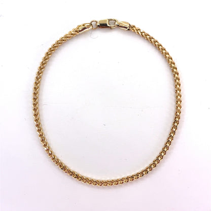 14K Yellow gold hollow Franco Bracelet | 7.25 Inches, 2mm