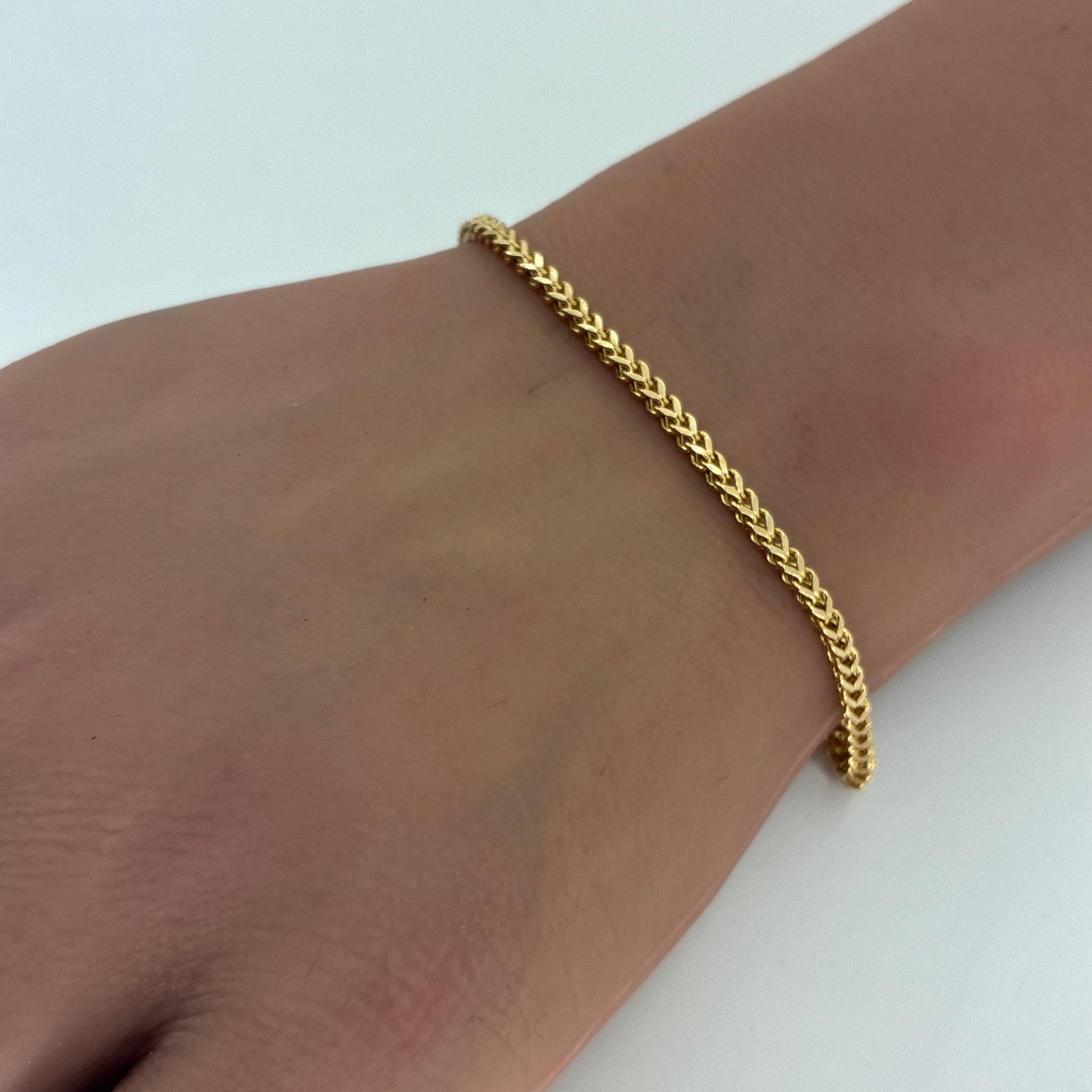 14K Yellow gold hollow Franco Bracelet | 7.25 Inches, 2mm