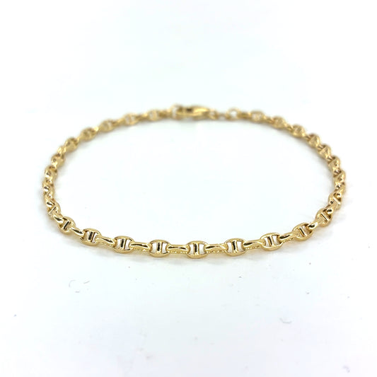 18K Yellow Gold Hollow Mariner Bracelet | 7 Inches, 2.7mm