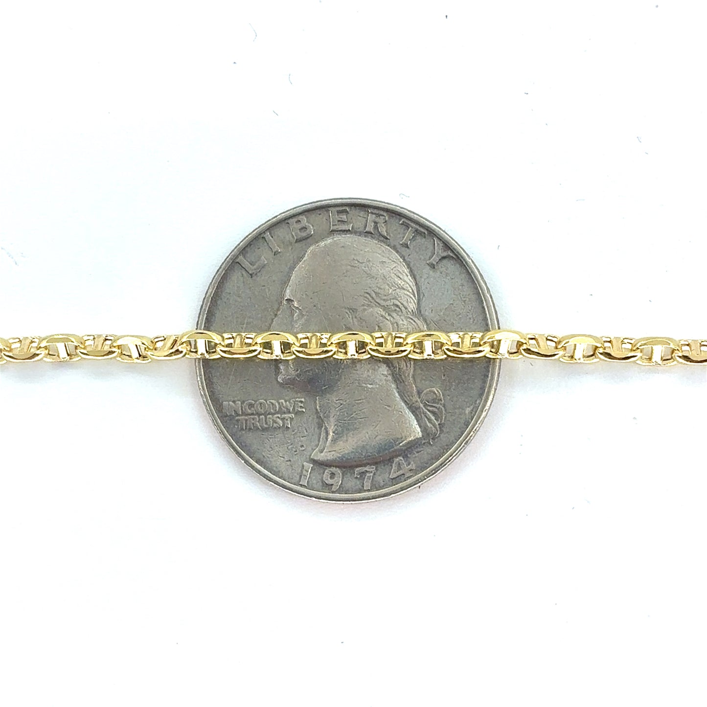 18K Yellow Gold Hollow Mariner Bracelet | 7 Inches, 2.7mm