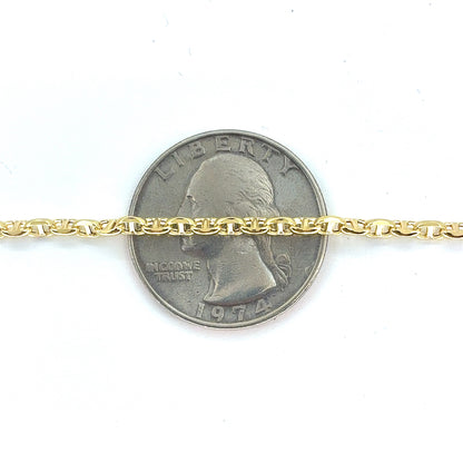 18K Yellow Gold Hollow Mariner Bracelet | 7 Inches, 2.7mm
