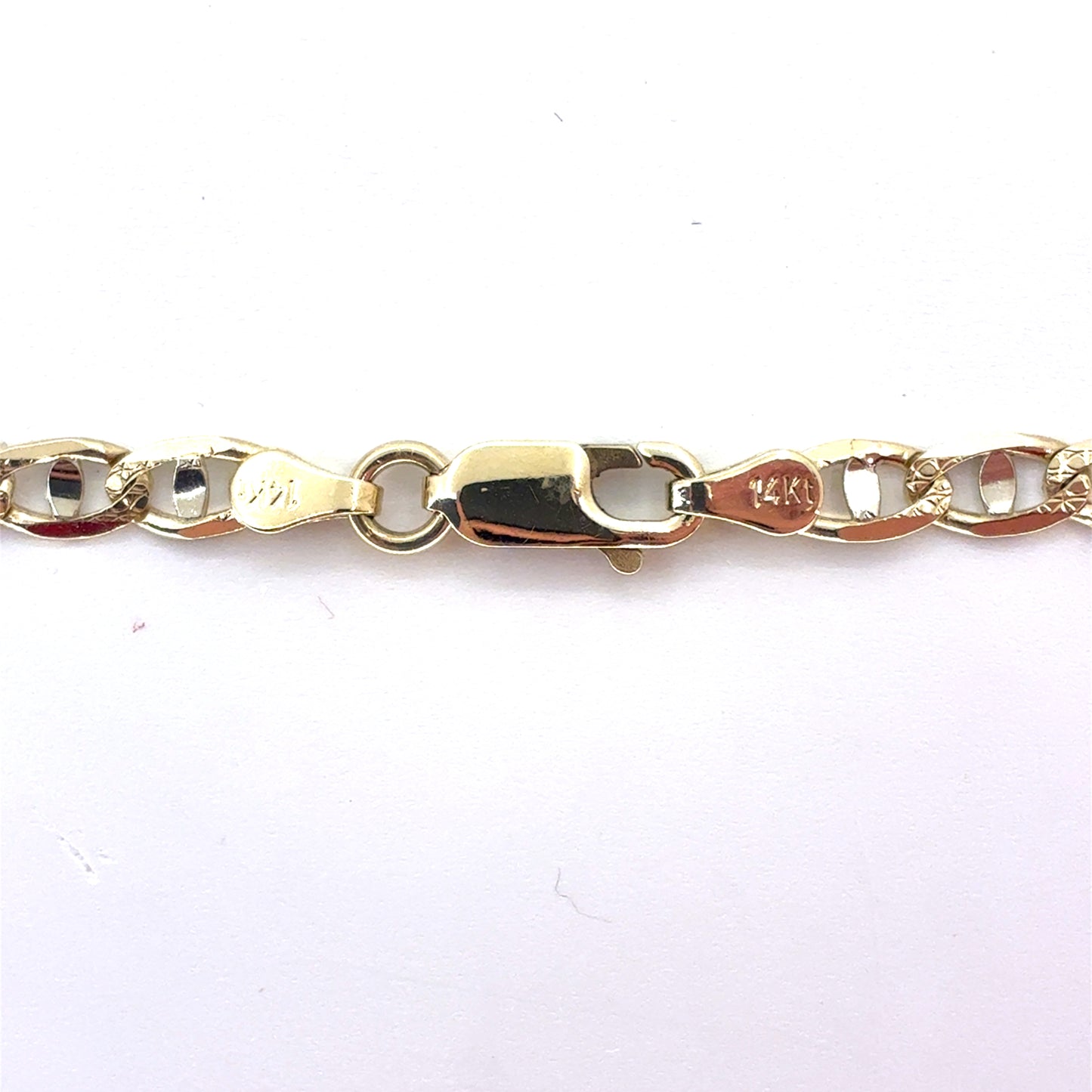 14K Two Tone Solid Diamond Cut Mariner Bracelet | 7.25 Inches, 4.2mm