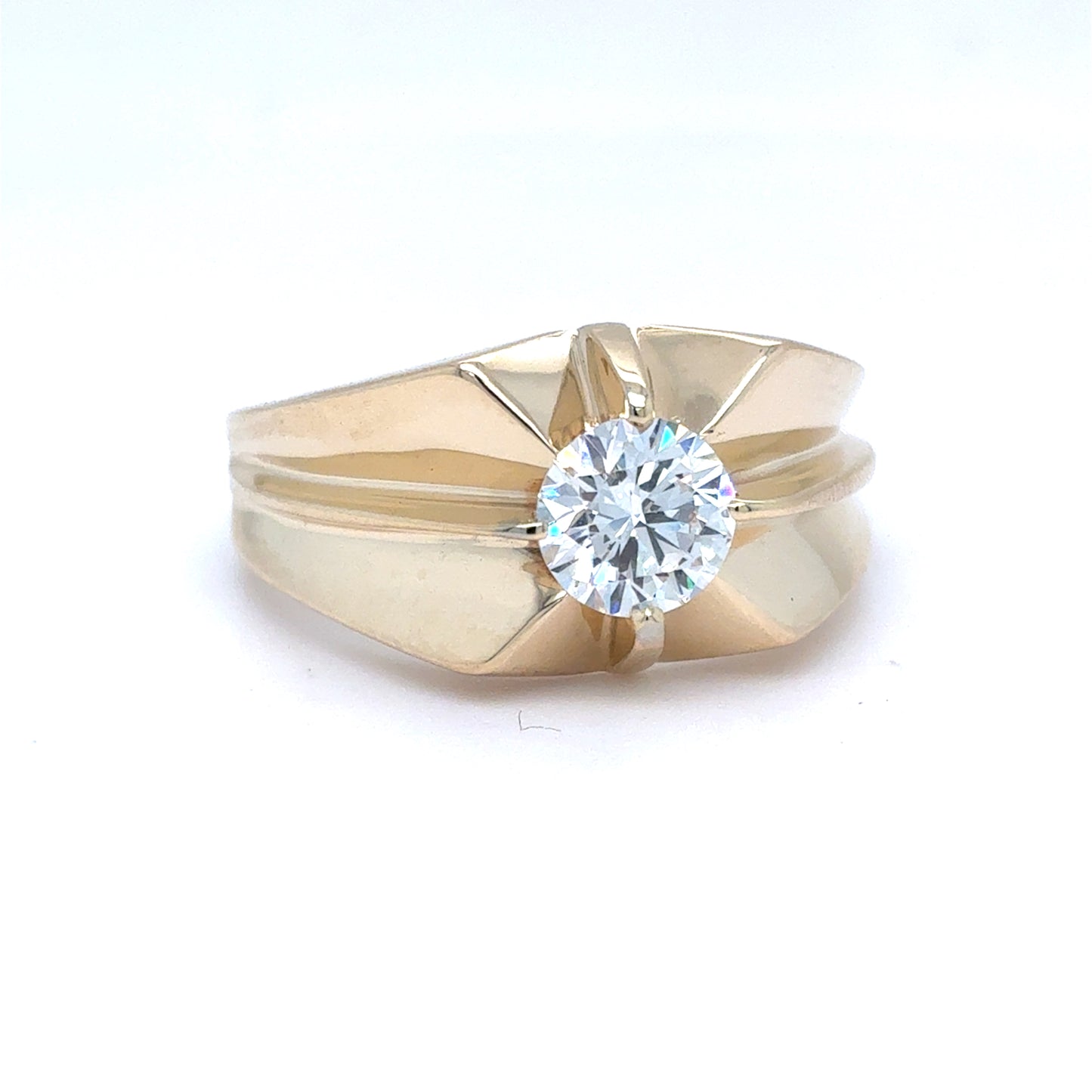 10k yellow gold Men's Lab Diamond Ring | 1.01 CT D VS1, Size 9.75