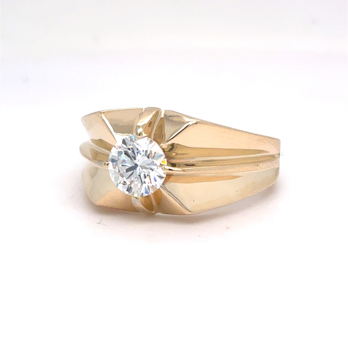 10k yellow gold Men's Lab Diamond Ring | 1.01 CT D VS1, Size 9.75