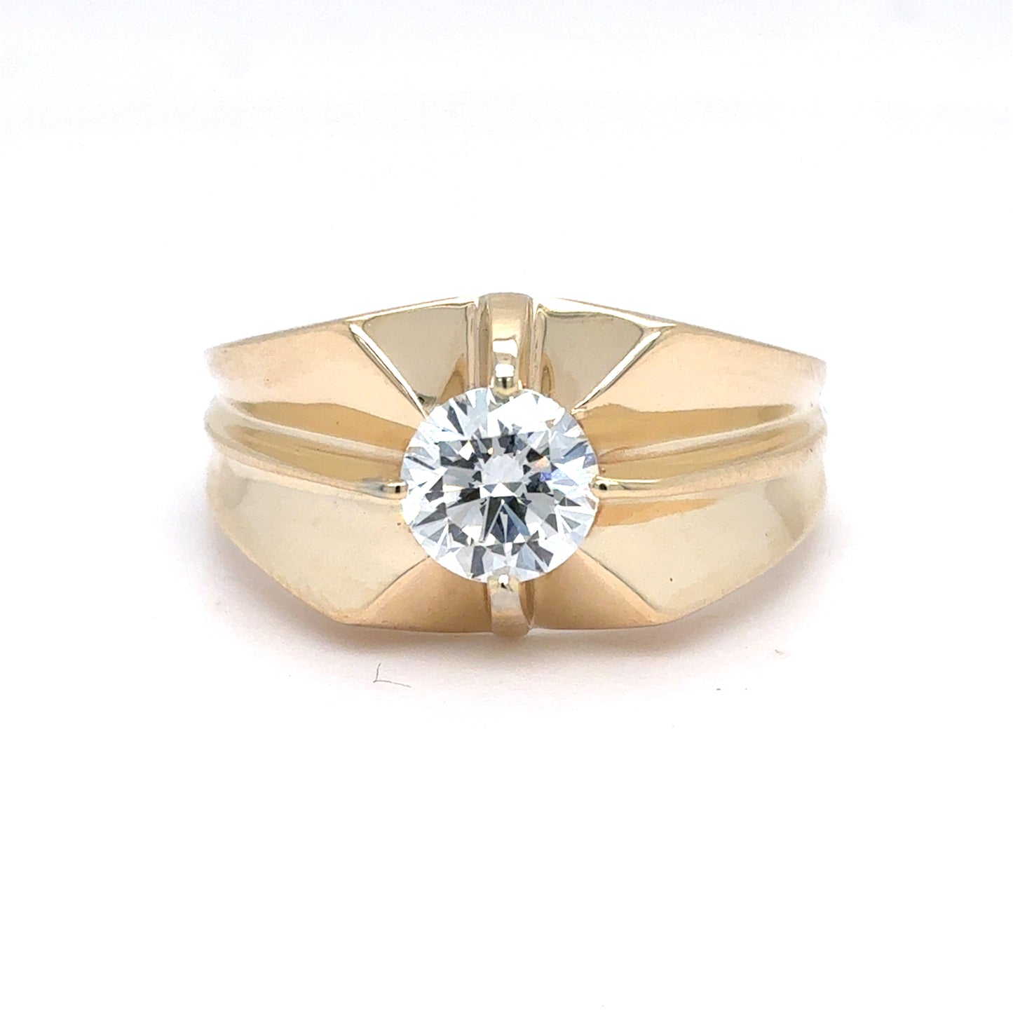 10k yellow gold Men's Lab Diamond Ring | 1.01 CT D VS1, Size 9.75
