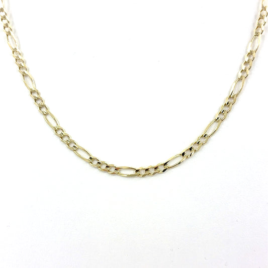 14K Yellow Gold Solid Figaro Necklace | 22 Inches, 4.6mm, 16.5 grams