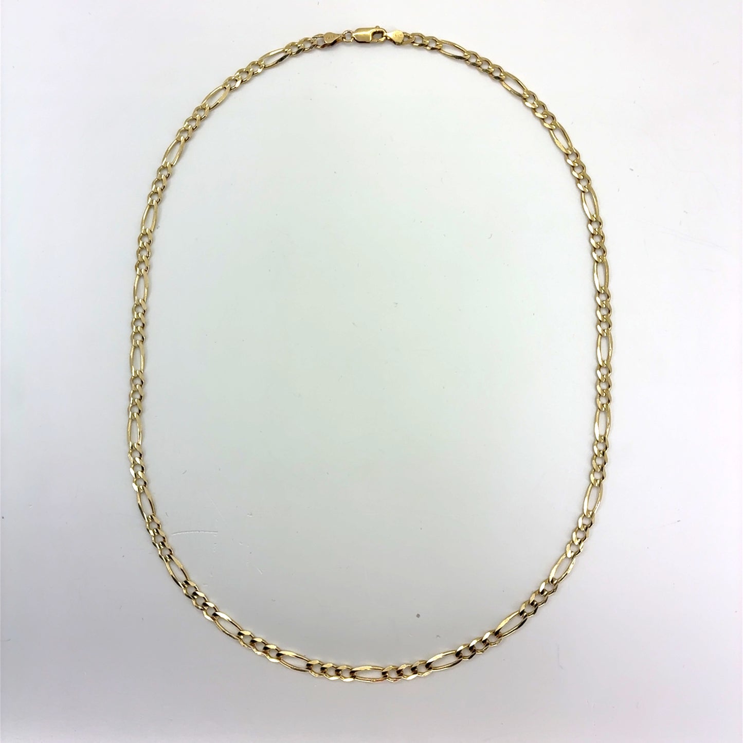 14K Yellow Gold Solid Figaro Necklace | 22 Inches, 4.6mm, 16.5 grams